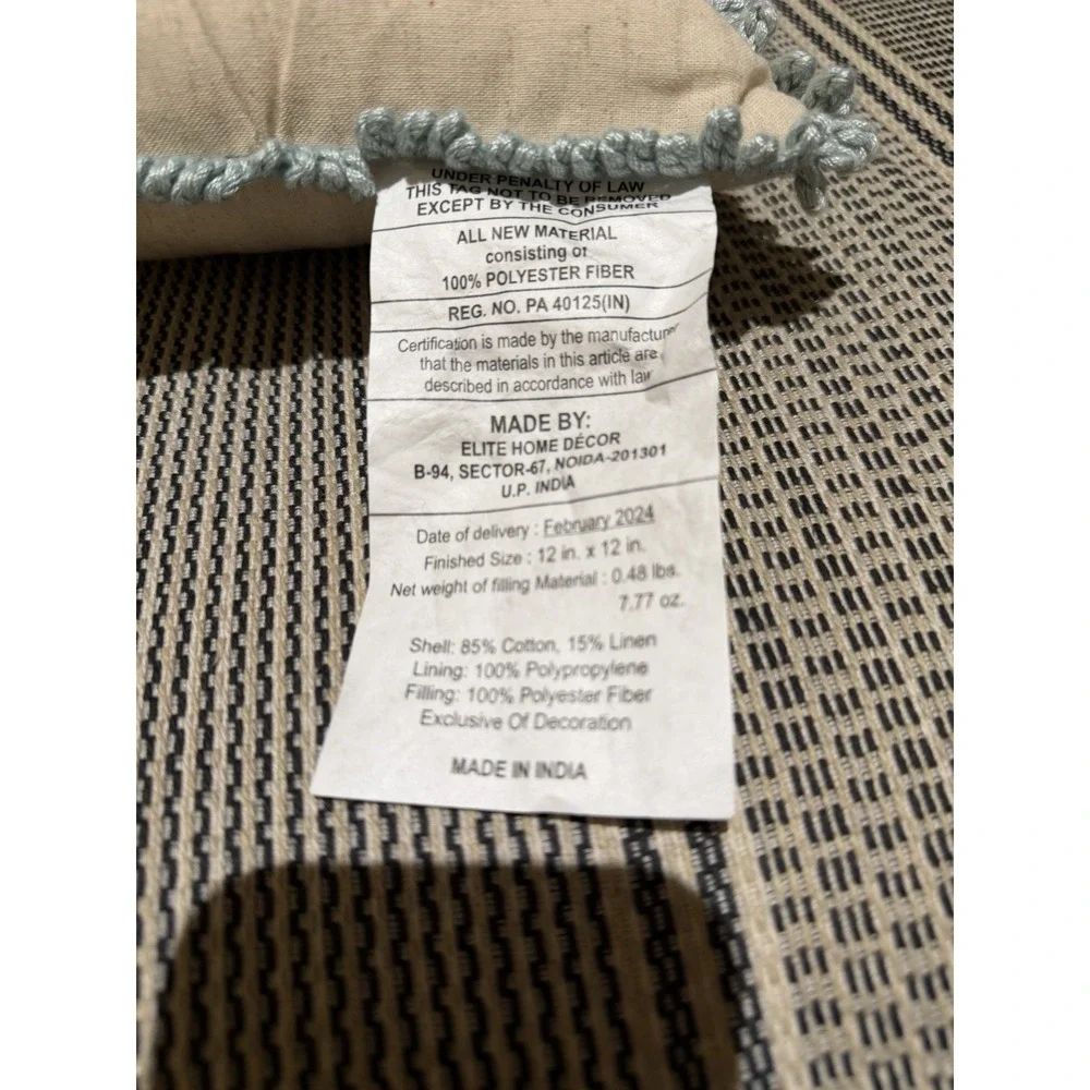 New Elite‎ Home Decor Pillow Heavy Embroidered Coastal 12